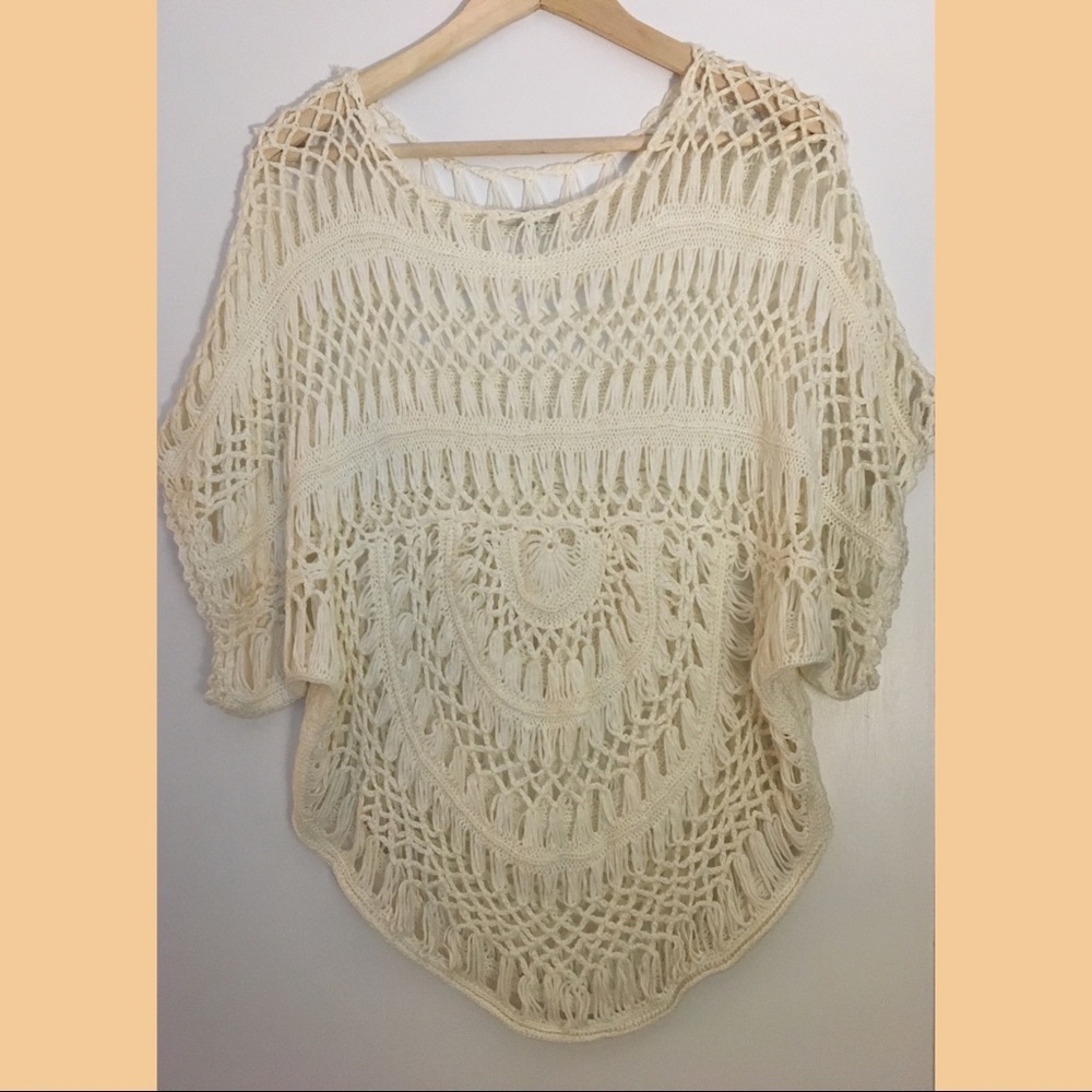 Mystree Boho Cream Macrame Top